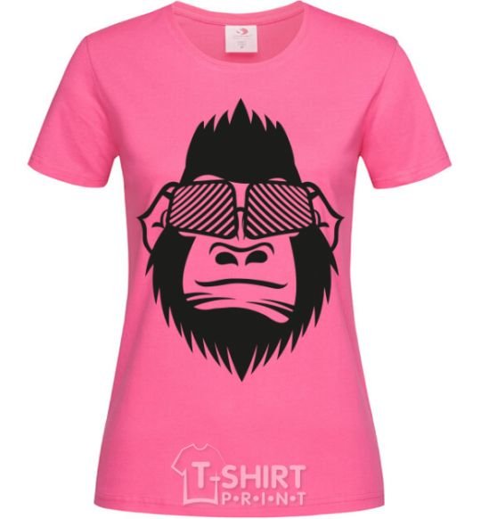 Женская футболка Gorilla in glasses Ярко-розовый фото