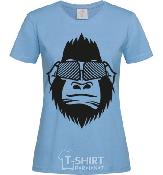 Women's T-shirt Gorilla in glasses sky-blue фото