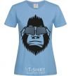 Women's T-shirt Gorilla in glasses sky-blue фото