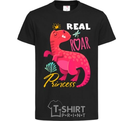 Kids T-shirt Real roar princess black фото