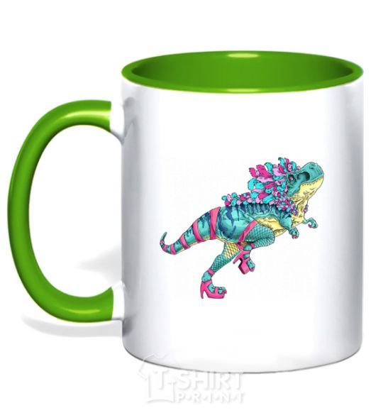 Mug with a colored handle T-Rex cabaret kelly-green фото
