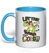 Mug with a colored handle Let the world hear your roar sky-blue фото