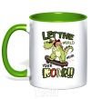 Mug with a colored handle Let the world hear your roar kelly-green фото