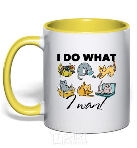 Mug with a colored handle I do what i want yellow фото