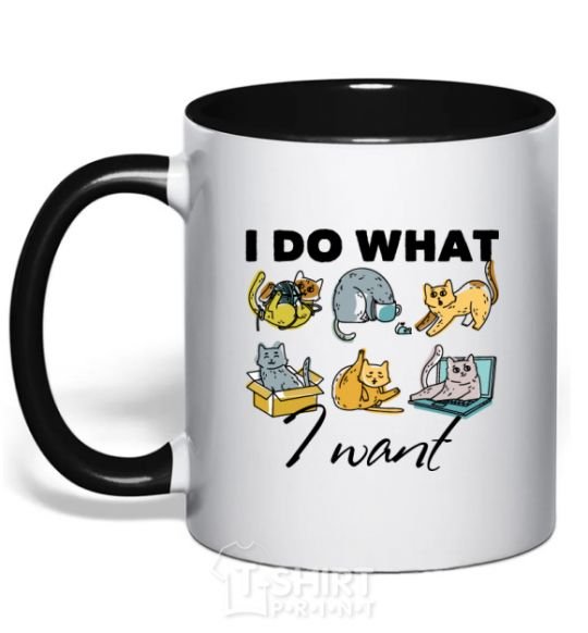 Mug with a colored handle I do what i want black фото