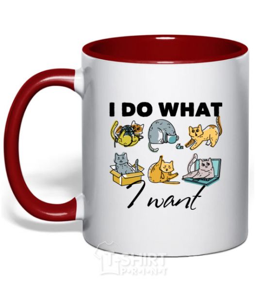 Mug with a colored handle I do what i want red фото