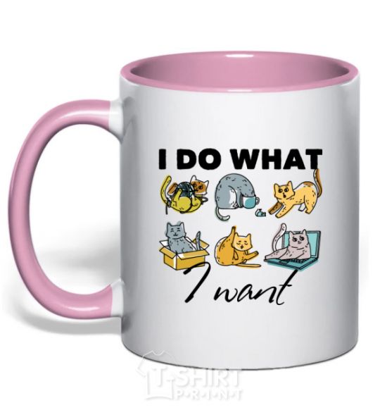 Mug with a colored handle I do what i want light-pink фото