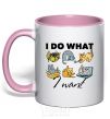 Mug with a colored handle I do what i want light-pink фото