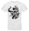 Men's T-Shirt T-Rex skull in flowers White фото