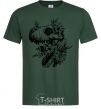 Men's T-Shirt T-Rex skull in flowers bottle-green фото