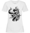 Women's T-shirt T-Rex skull in flowers White фото