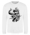 Sweatshirt T-Rex skull in flowers White фото