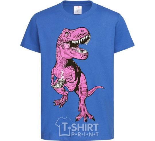Детская футболка Динозавр с чашкой кофе Ярко-синий фото