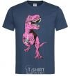 Men's T-Shirt A dinosaur with a cup of coffee navy-blue фото