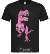 Men's T-Shirt A dinosaur with a cup of coffee black фото