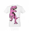 Men's T-Shirt A dinosaur with a cup of coffee White фото