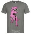 Men's T-Shirt A dinosaur with a cup of coffee dark-grey фото