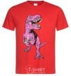 Мужская футболка Динозавр с чашкой кофе Красный фото