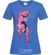 Women's T-shirt A dinosaur with a cup of coffee royal-blue фото