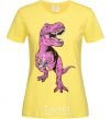 Women's T-shirt A dinosaur with a cup of coffee cornsilk фото