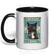 Mug with a colored handle Cat I do what I want black фото