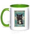 Mug with a colored handle Cat I do what I want kelly-green фото