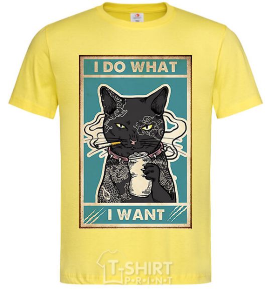 Men's T-Shirt Cat I do what I want cornsilk фото
