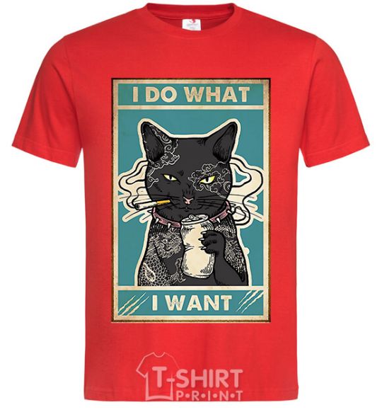 Men's T-Shirt Cat I do what I want red фото