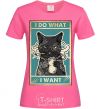 Женская футболка Cat I do what I want Ярко-розовый фото