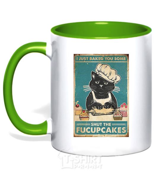 Mug with a colored handle I just baked you some kelly-green фото