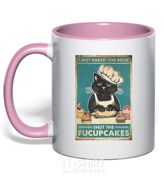 Mug with a colored handle I just baked you some light-pink фото