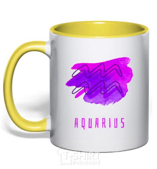 Mug with a colored handle Aquarius paints yellow фото