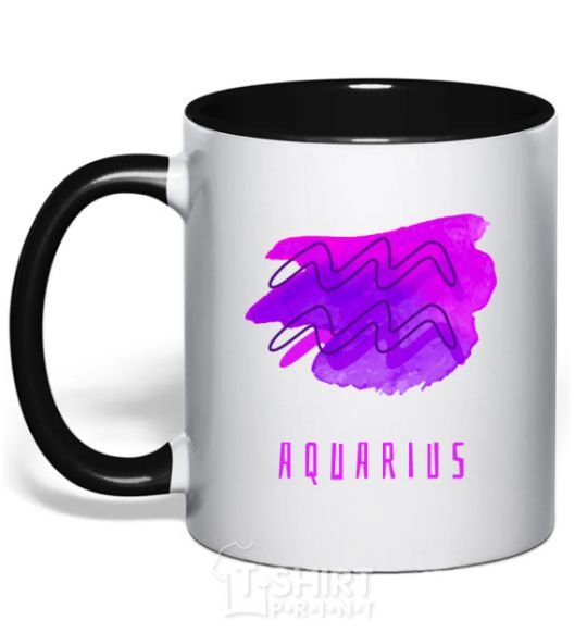 Mug with a colored handle Aquarius paints black фото