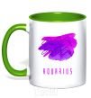 Mug with a colored handle Aquarius paints kelly-green фото