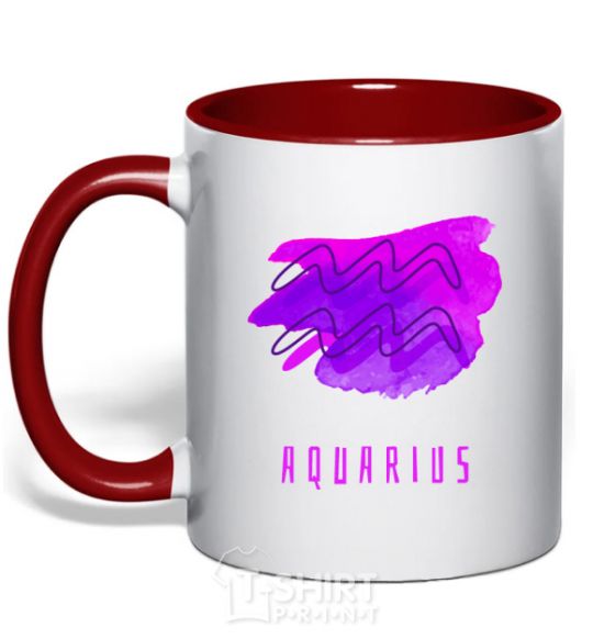 Mug with a colored handle Aquarius paints red фото