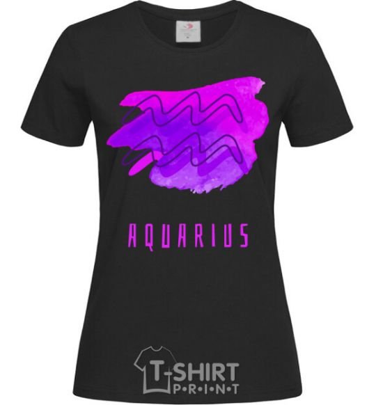 Women's T-shirt Aquarius paints black фото