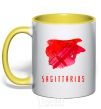 Mug with a colored handle Sagittarius colors yellow фото