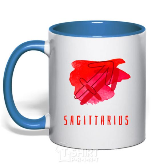 Mug with a colored handle Sagittarius colors royal-blue фото