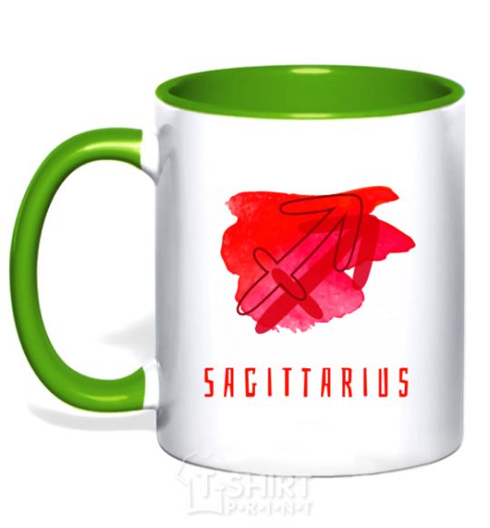 Mug with a colored handle Sagittarius colors kelly-green фото