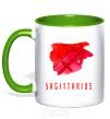 Mug with a colored handle Sagittarius colors kelly-green фото