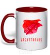Mug with a colored handle Sagittarius colors red фото