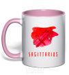Mug with a colored handle Sagittarius colors light-pink фото