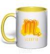 Mug with a colored handle Краски скорпион yellow фото