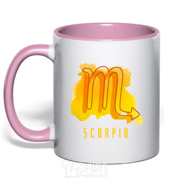 Mug with a colored handle Краски скорпион light-pink фото