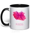 Mug with a colored handle pisces colors black фото