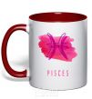 Mug with a colored handle pisces colors red фото