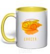 Mug with a colored handle Cancer paints yellow фото