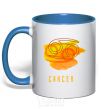 Mug with a colored handle Cancer paints royal-blue фото