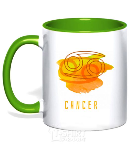 Mug with a colored handle Cancer paints kelly-green фото