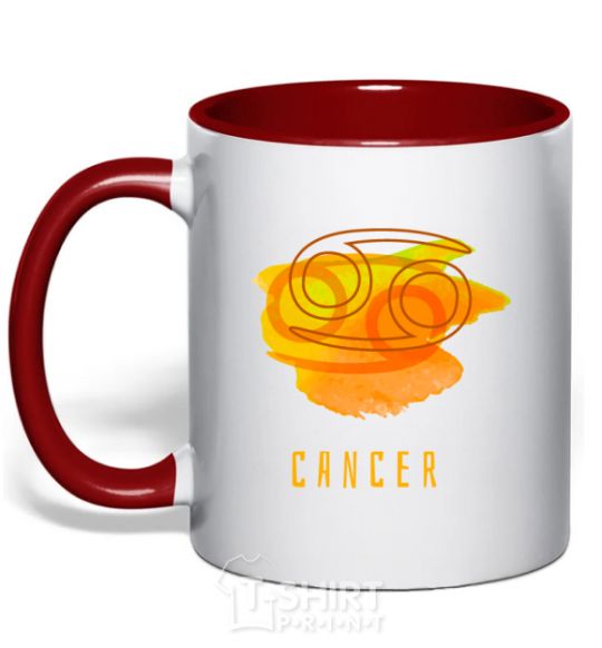 Mug with a colored handle Cancer paints red фото
